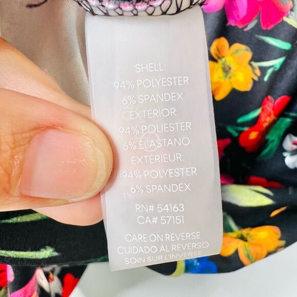 Calvin Klein Women's High Low Sleeveless Midi Scuba Dress Black Floral Size 6 - Picture 10 of 11